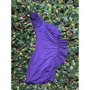 Vintage y2k Intermission One Shoulder Purple Ruffled Mini Dress Size 4